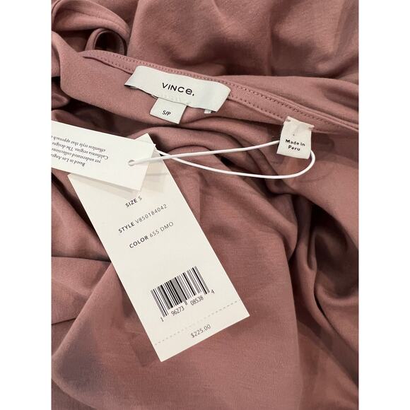 Vince Pima Cotton Square Neck Belted Midi Dress Mauve S - Picture 9 of 10